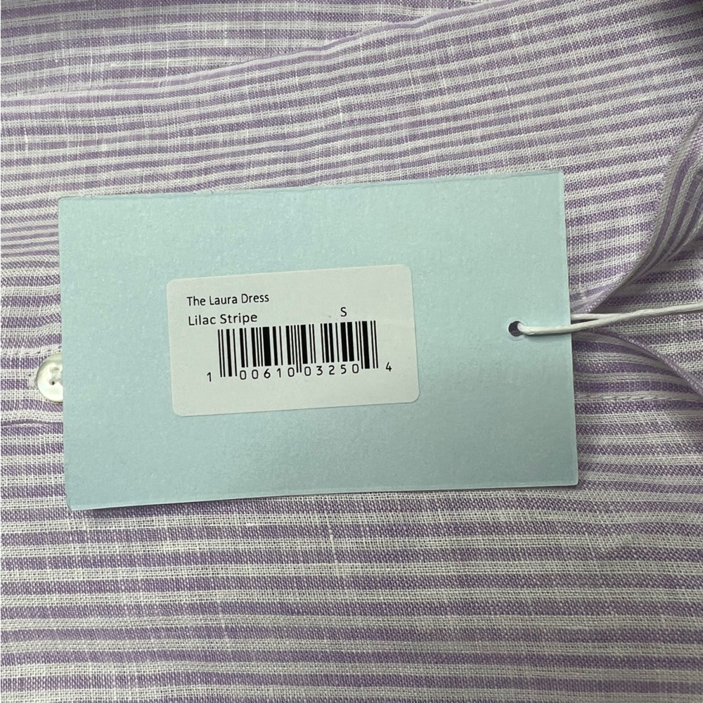 Hill House Home Lilac Purple Stripe Laura Pinstripe Linen Shirt Dress Small - Picture 7 of 8
